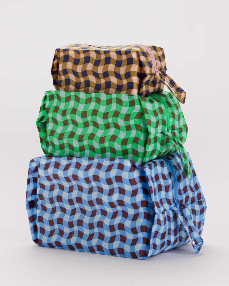 Baggu-3D Zip Set-Bags & Wallets-Wavy Gingham-Much and Little Boutique-Vancouver-Canada