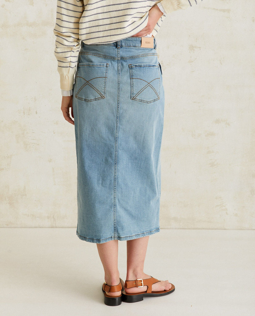 Yerse-Long Denim Skirt-Bottoms-Much and Little Boutique-Vancouver-Canada