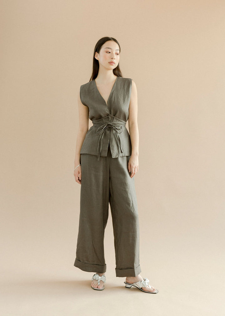 A Bronze Age-Onsen Pants-Bottoms-Charcoal Linen-XSmall-Much and Little Boutique-Vancouver-Canada