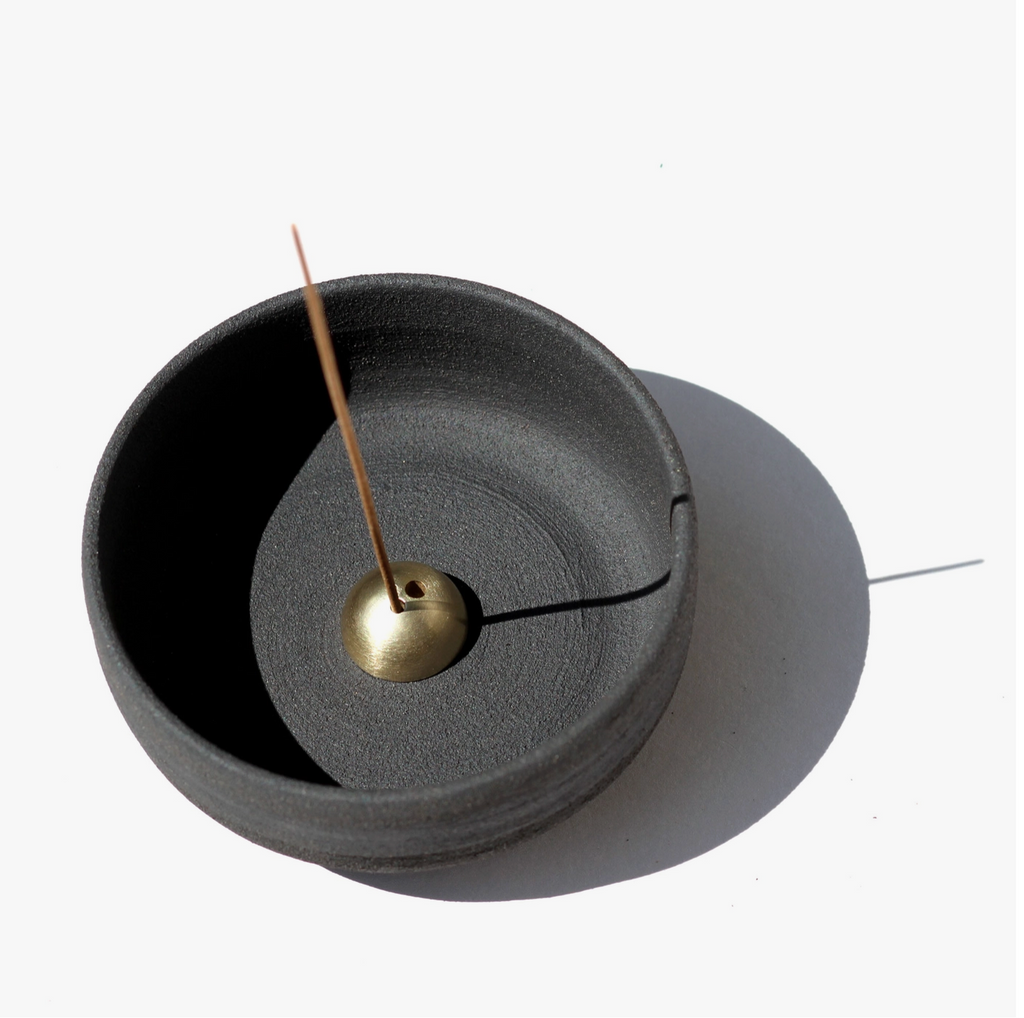 Ume-Raw Black Stoneware Incense Bowl-Candles & Home Fragrance-Much and Little Boutique-Vancouver-Canada