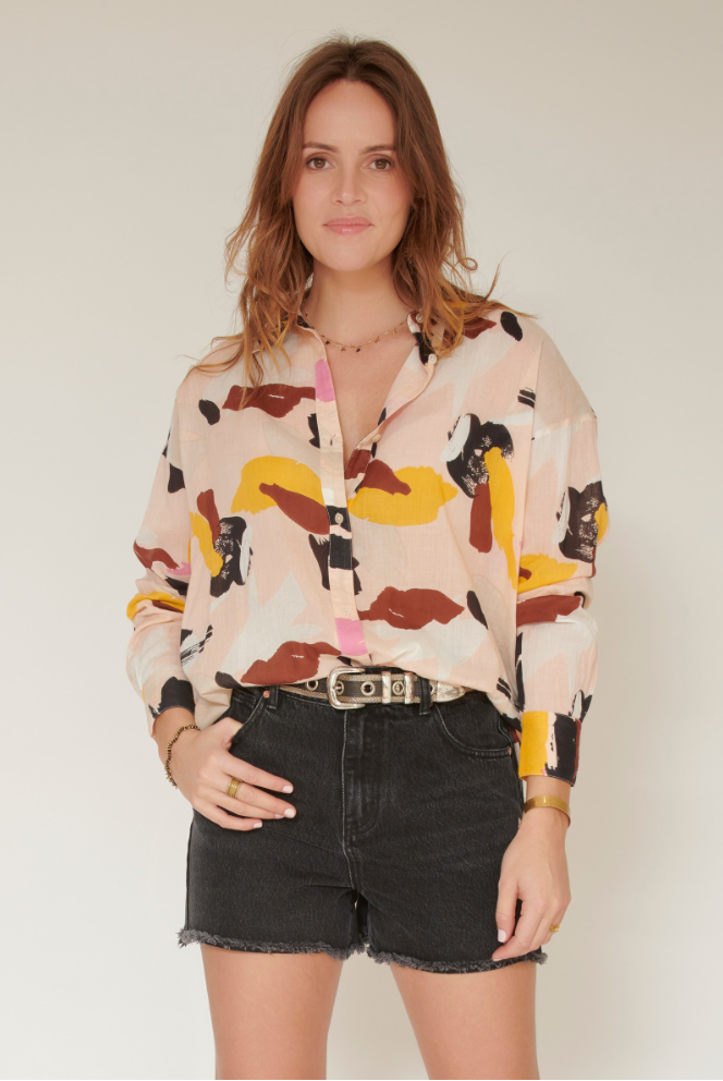 MKT-Copana Abstract Blouse-Shirts & Blouses-Pearl-36/Small-Much and Little Boutique-Vancouver-Canada