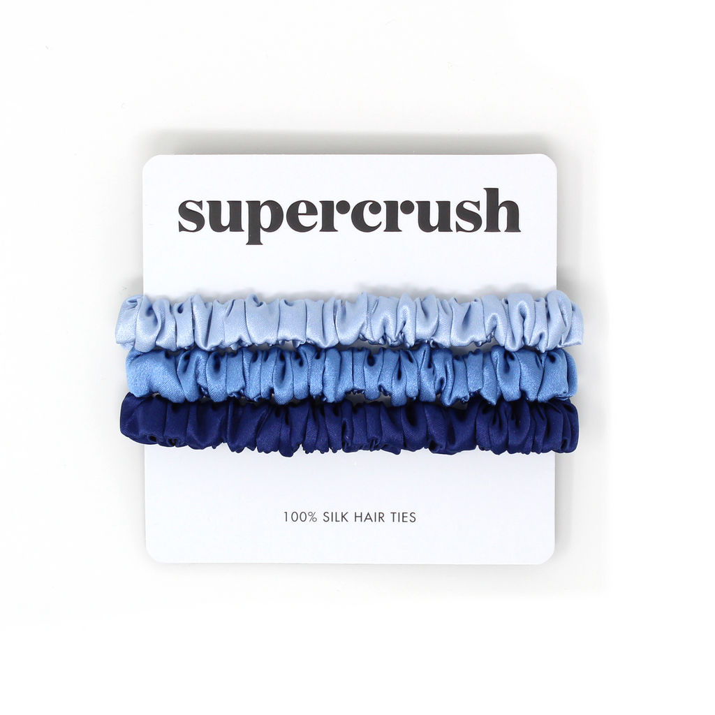 Supercrush-Three Pack of Silk Hair Ties-Hair Accessories-Blue Crush-Much and Little Boutique-Vancouver-Canada