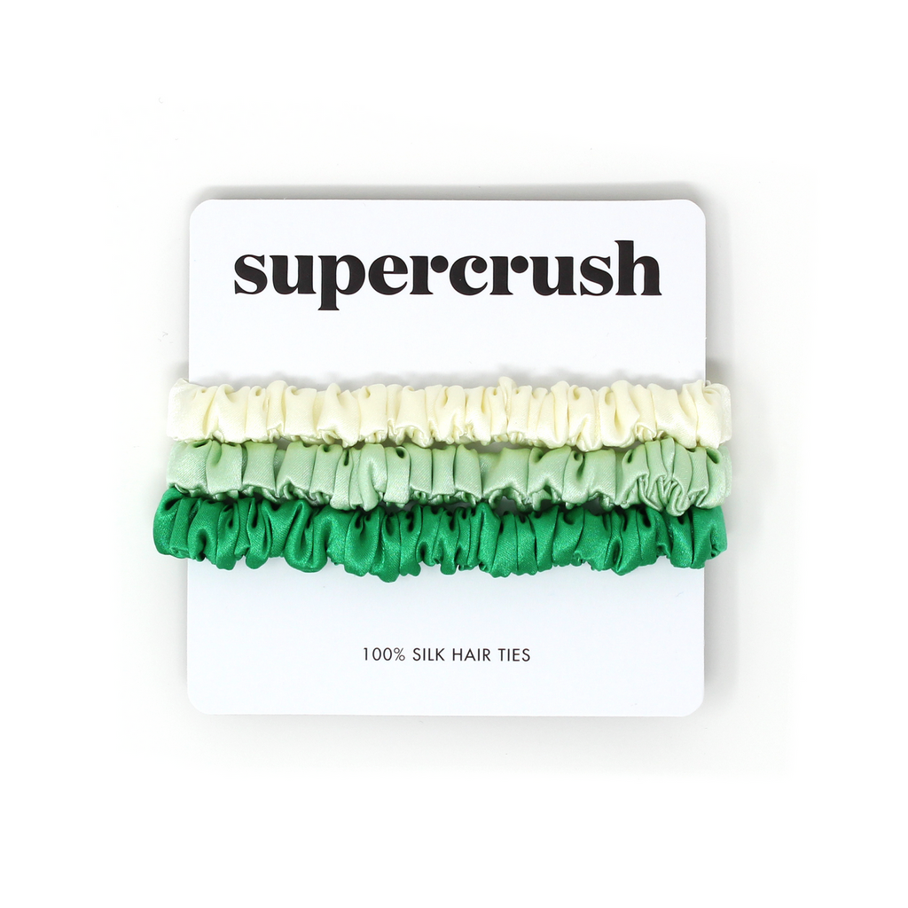 Supercrush-Three Pack of Silk Hair Ties-Hair Accessories-Matcha Latte-Much and Little Boutique-Vancouver-Canada