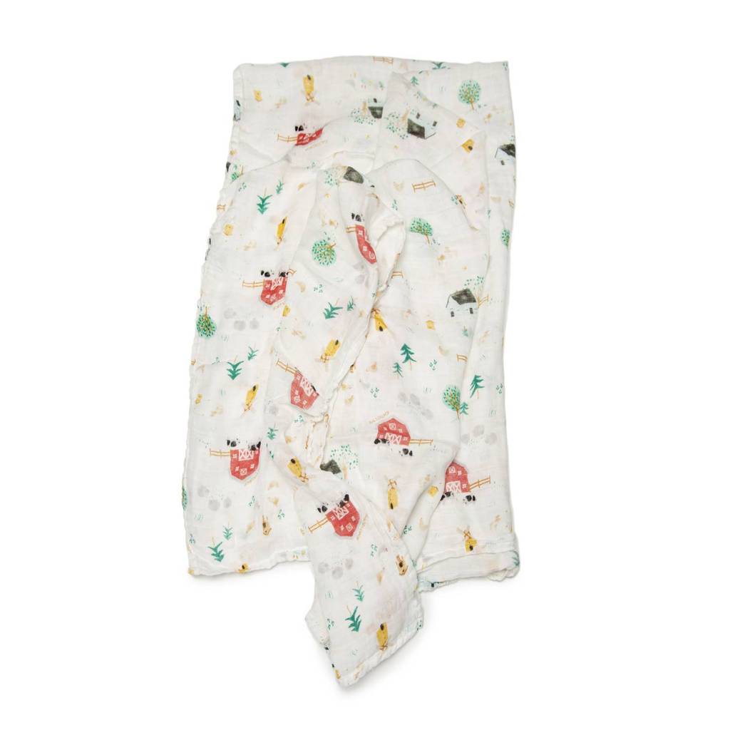 Loulou Lollipop-Muslin Swaddle-Blankets & Swaddles-Farm Animals-O/S-Much and Little Boutique-Vancouver-Canada