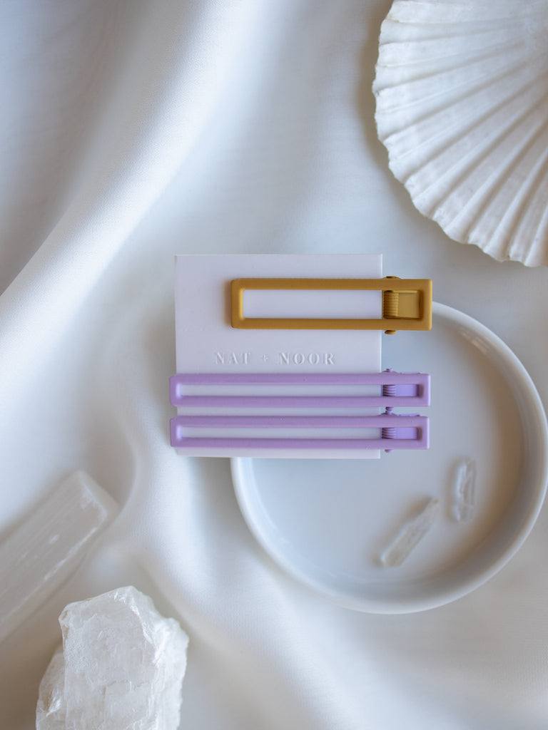 Nat and Noor-Yarrow Triple Hair Clip Set-Hair Accessories-Lilac & Mustard-O/S-Much and Little Boutique-Vancouver-Canada