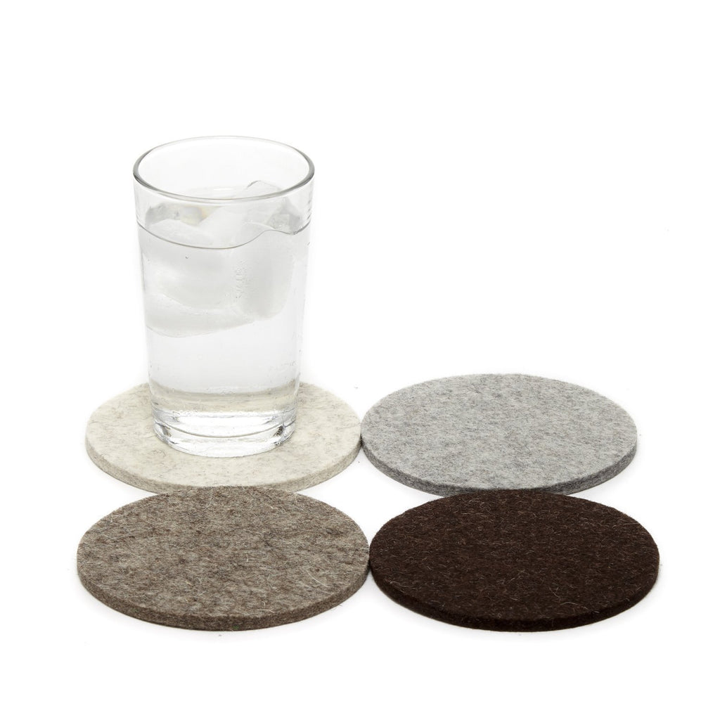 Graf Lantz-Set Of Four Round Felt Coasters - Mixed-Art & Decor-Earth Brown-O/S-Much and Little Boutique-Vancouver-Canada