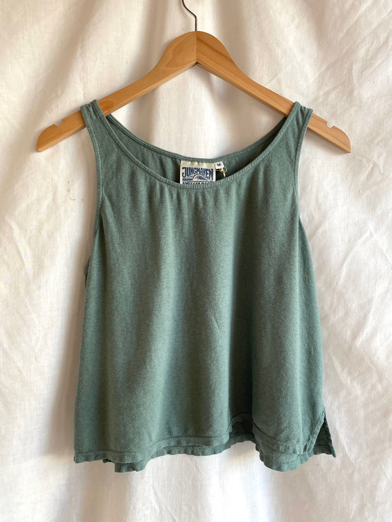 Jungmaven-Cropped Tank-Casual Tops-Clay Green-XSmall-Much and Little Boutique-Vancouver-Canada