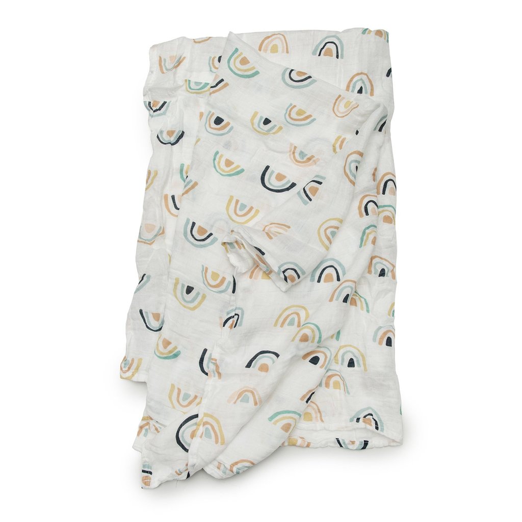 Loulou Lollipop-Muslin Swaddle-Blankets & Swaddles-Neutral Rainbow-O/S-Much and Little Boutique-Vancouver-Canada