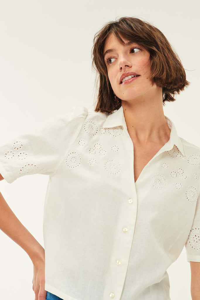 Des Petits Hauts-Shikou Eyelet Lace Shirt-Shirts & Blouses-0/XSmall-Much and Little Boutique-Vancouver-Canada