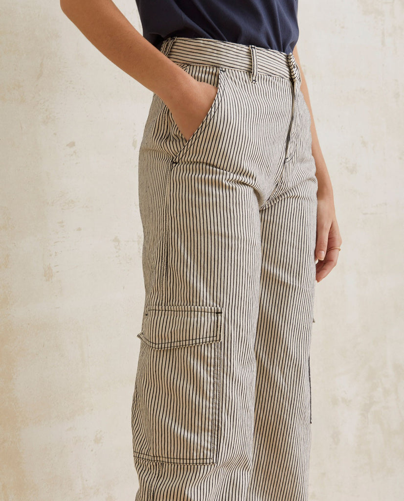 Yerse-Striped Denim Cargos-Bottoms-Much and Little Boutique-Vancouver-Canada