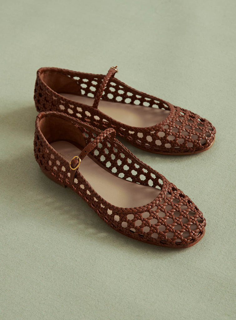 Petite Mendigote-Clotilde Leather Ballerina Flats-Footwear-Camel-37-Much and Little Boutique-Vancouver-Canada