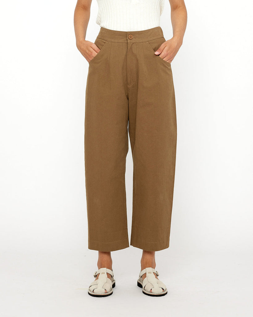 7115 by Szeki-Signature Curved Leg Trouser-Bottoms-Brown-XSmall-Much and Little Boutique-Vancouver-Canada