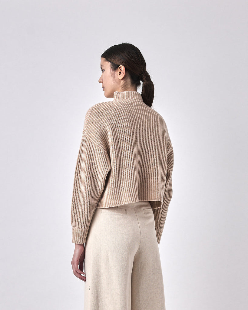 7115 by Szeki-Merino Striped Mock Neck Sweater-Knitwear-Much and Little Boutique-Vancouver-Canada