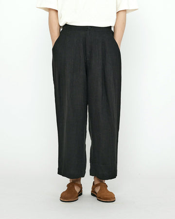 7115 by Szeki-Pleated Linen Trouser-Bottoms-Black-XSmall-Much and Little Boutique-Vancouver-Canada