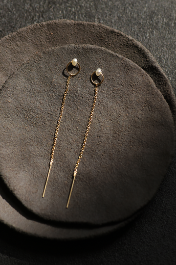 8.6.4 Design-Pearl Threader Earrings P-28 in Gold-Jewelry-Much and Little Boutique-Vancouver-Canada