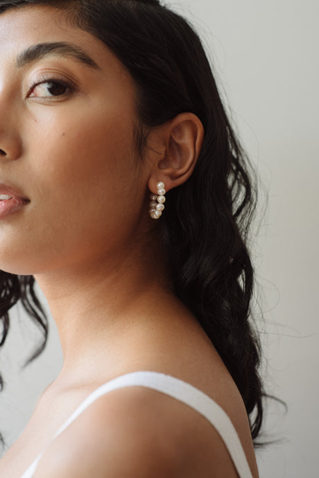 Kara Yoo-Michelle Hoops - Pearl-Jewelry-Much and Little Boutique-Vancouver-Canada