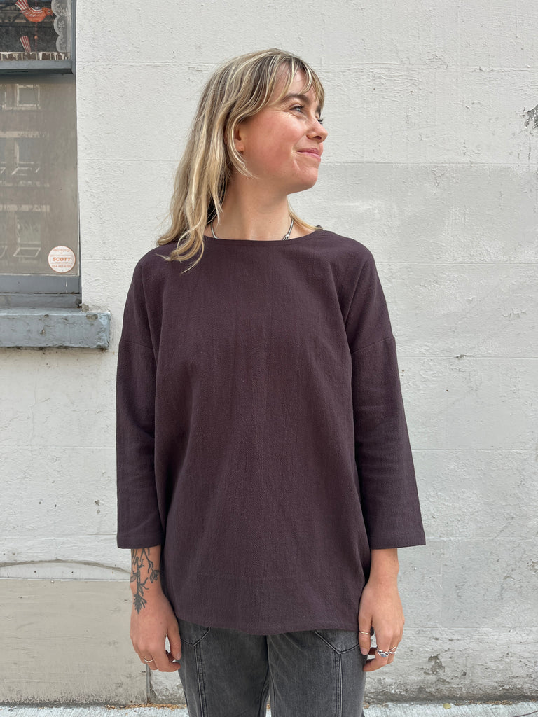 Black Crane-Lantern Tunic-Shirts & Blouses-Plum-XSmall-Much and Little Boutique-Vancouver-Canada