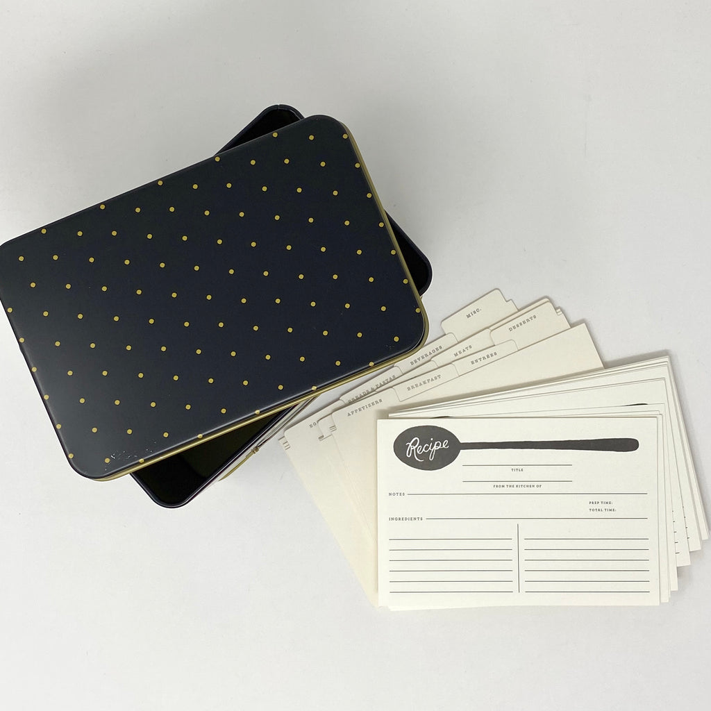 Rifle Paper Co.-Polka Dot Recipe Box-Kitchenware-Much and Little Boutique-Vancouver-Canada