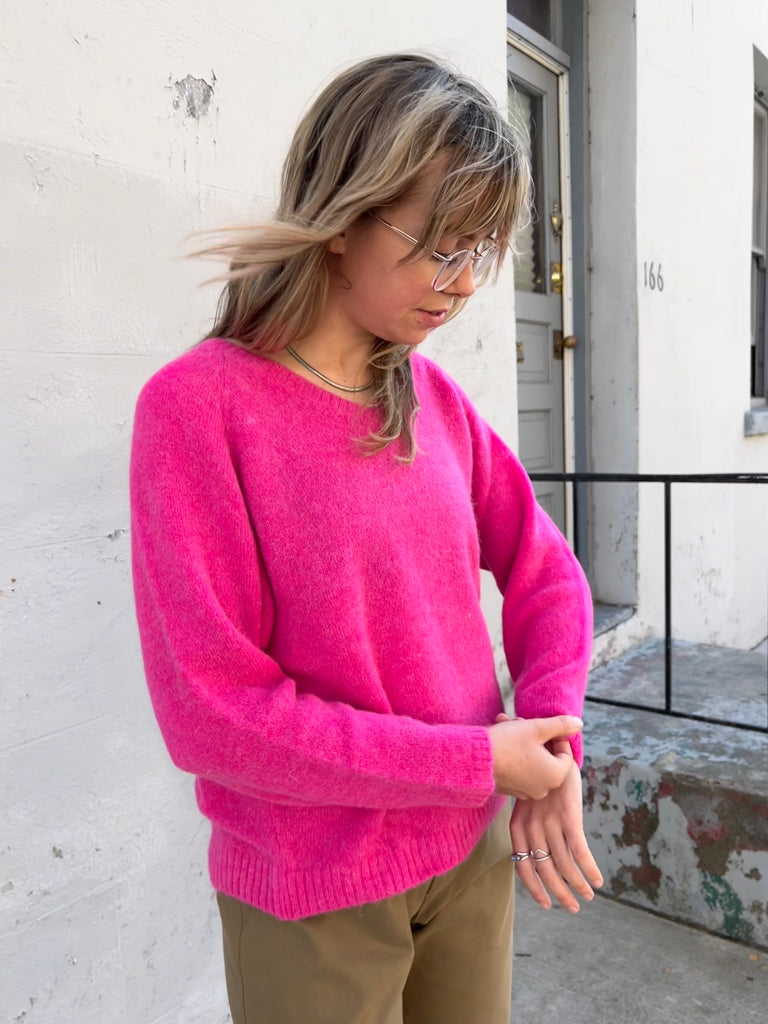 Indi & Cold-Fluor V-Neck Pullover-Knitwear-Much and Little Boutique-Vancouver-Canada
