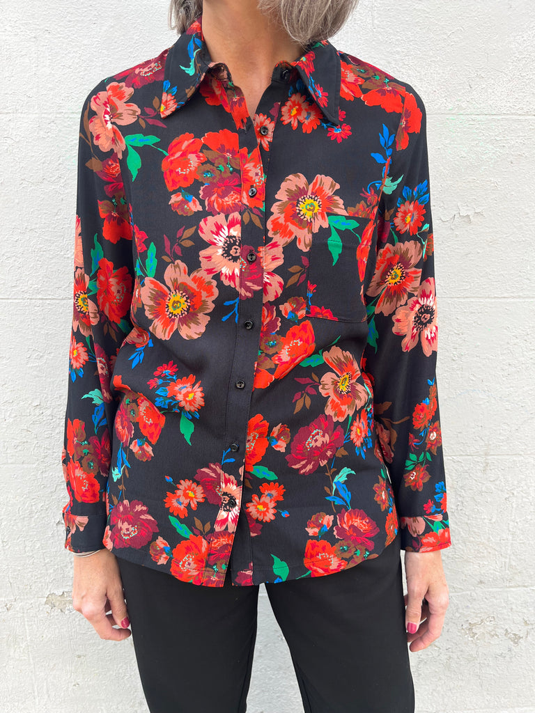 La Petite Francaise-Catherine Floral Blouse-Shirts & Blouses-Black-34/XSmall-Much and Little Boutique-Vancouver-Canada