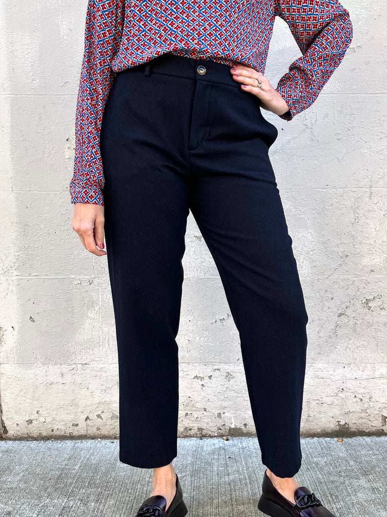 Des Petits Hauts-Volubis Wool Trouser-Bottoms-Marine-34/XSmall-Much and Little Boutique-Vancouver-Canada
