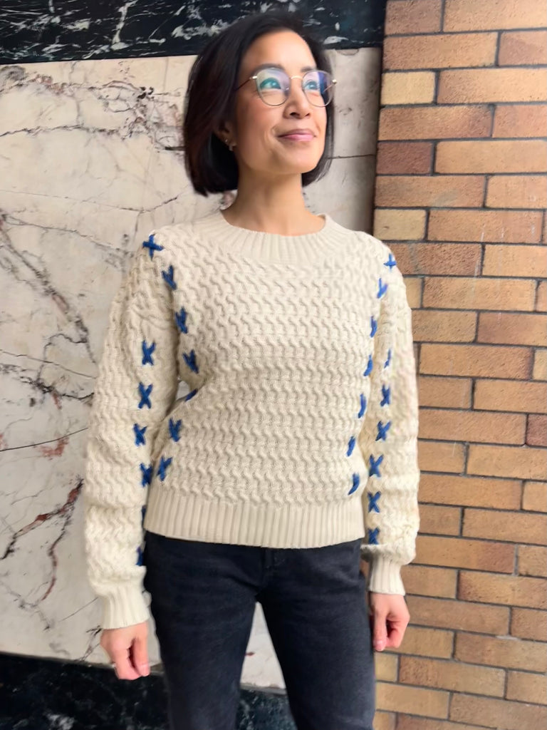 Eve Gravel-Greenland Cable Knit Pullover-Knitwear-Ivory-Small-Much and Little Boutique-Vancouver-Canada
