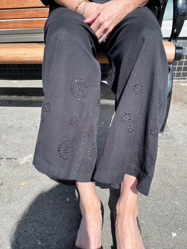 Des Petits Hauts-Shiny Eyelet Lace Pants-Bottoms-Much and Little Boutique-Vancouver-Canada