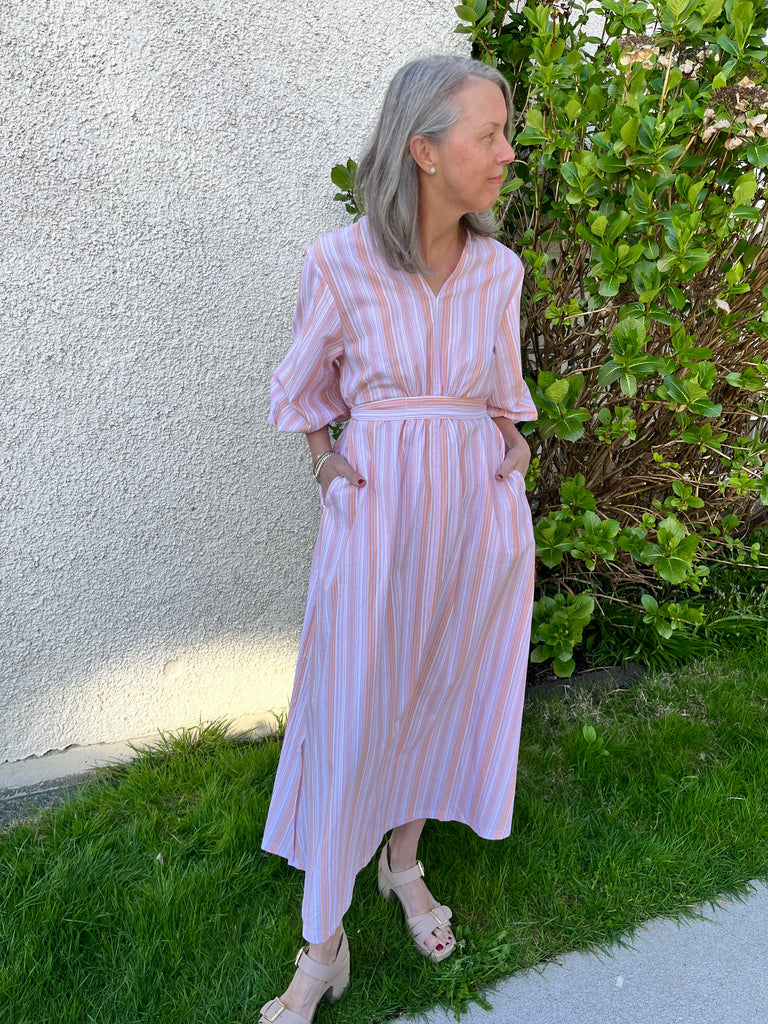 Yerse-Striped Seersucker Dress-Dresses-Much and Little Boutique-Vancouver-Canada