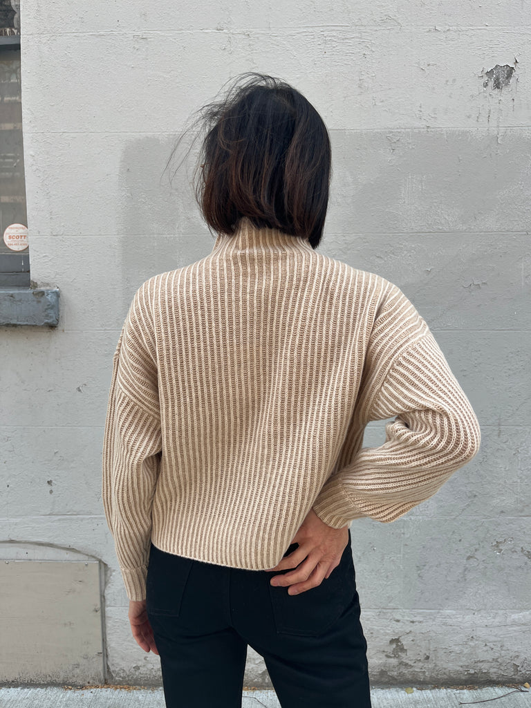 7115 by Szeki-Merino Striped Mock Neck Sweater-Knitwear-Much and Little Boutique-Vancouver-Canada