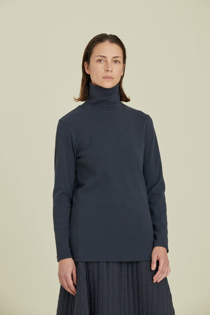 Black Crane-Turtleneck Top-Casual Tops-Dark Navy-XSmall-Much and Little Boutique-Vancouver-Canada