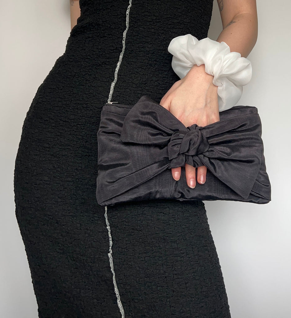 A Bronze Age-Bow Clutch-Bags & Wallets-Black Moire-Much and Little Boutique-Vancouver-Canada