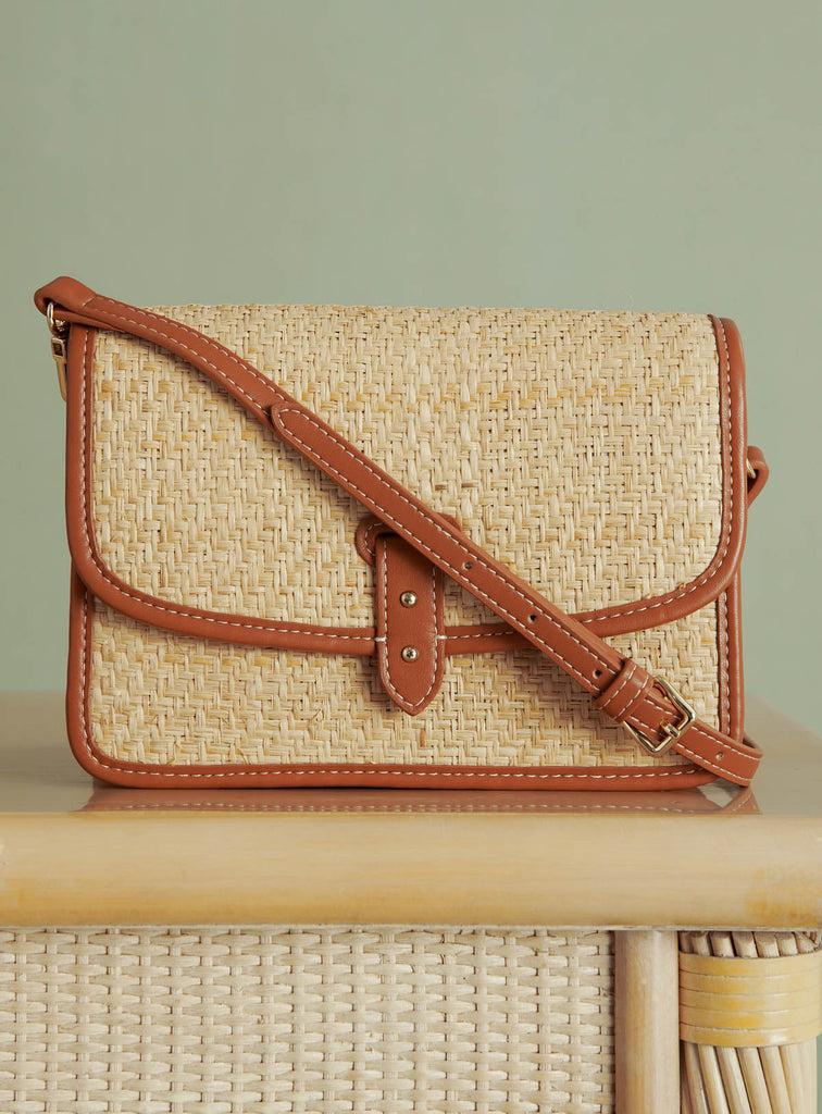 Petite Mendigote-Servan Raffia & Leather Box Purse-Bags & Wallets-Much and Little Boutique-Vancouver-Canada