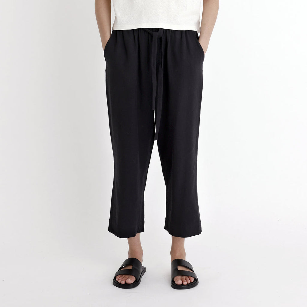 7115 by Szeki-Drawstring Relaxed Trouser-Bottoms-Black-XSmall-Much and Little Boutique-Vancouver-Canada