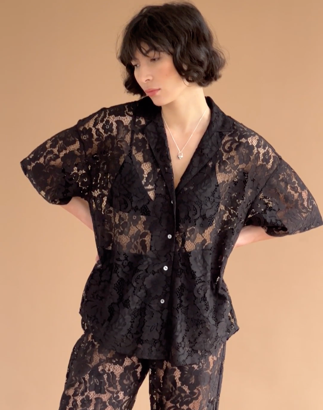 A Bronze Age-Romeo Lace Button Up-Shirts & Blouses-Black-XSmall-Much and Little Boutique-Vancouver-Canada