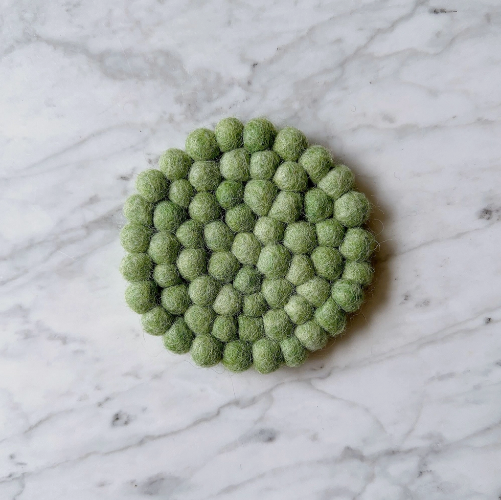 Deer Harbour Design-Pack of Felt Ball Coasters-Kitchenware-Green-Much and Little Boutique-Vancouver-Canada