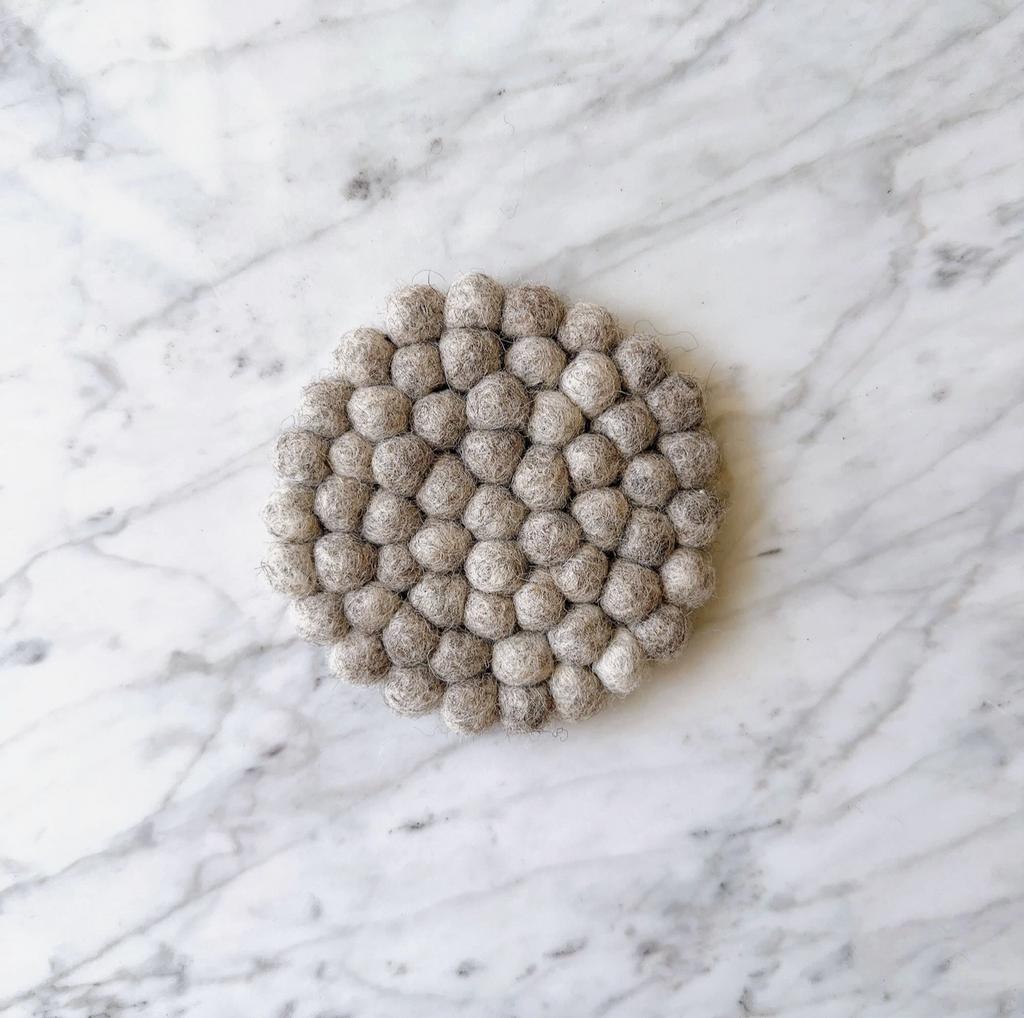 Deer Harbour Design-Pack of Felt Ball Coasters-Kitchenware-Grey-Much and Little Boutique-Vancouver-Canada