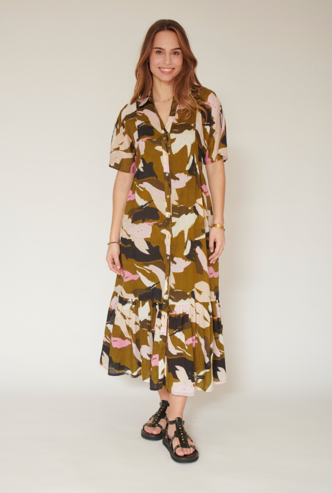 MKT-Regina Maxi Shirt Dress-Dresses-Olive-34/XSmall-Much and Little Boutique-Vancouver-Canada