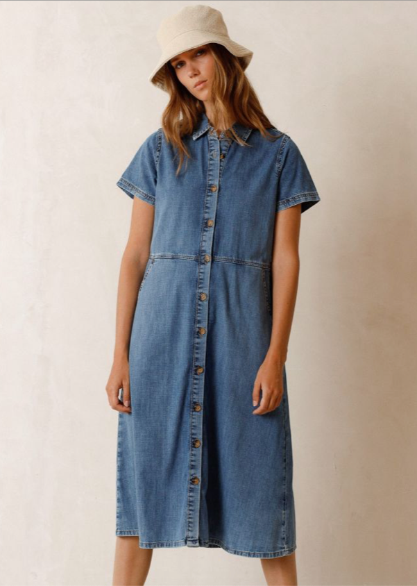 Indi & Cold-Denim Shirt Dress-Dresses-Small-Much and Little Boutique-Vancouver-Canada