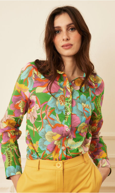 La Petite Francaise-Chenille Printed Shirt-Shirts & Blouses-34/XSmall-Much and Little Boutique-Vancouver-Canada