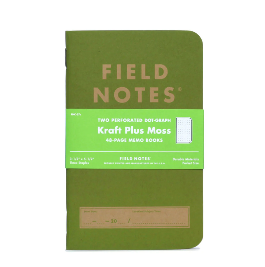 Field Notes-2-Pack Kraft Plus Memo Books - Moss-Journals & Stationery-Much and Little Boutique-Vancouver-Canada