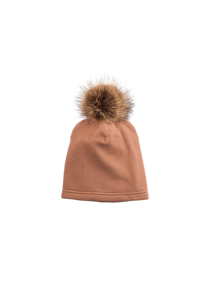 Loulou Lollipop-Waffle Pom Pom Hat-Clothing-Cinnamon-6-12M-Much and Little Boutique-Vancouver-Canada