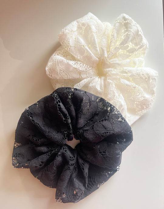 A Bronze Age-Oversized Lanai Lace Scrunchie-Hair Accessories-Black-Much and Little Boutique-Vancouver-Canada