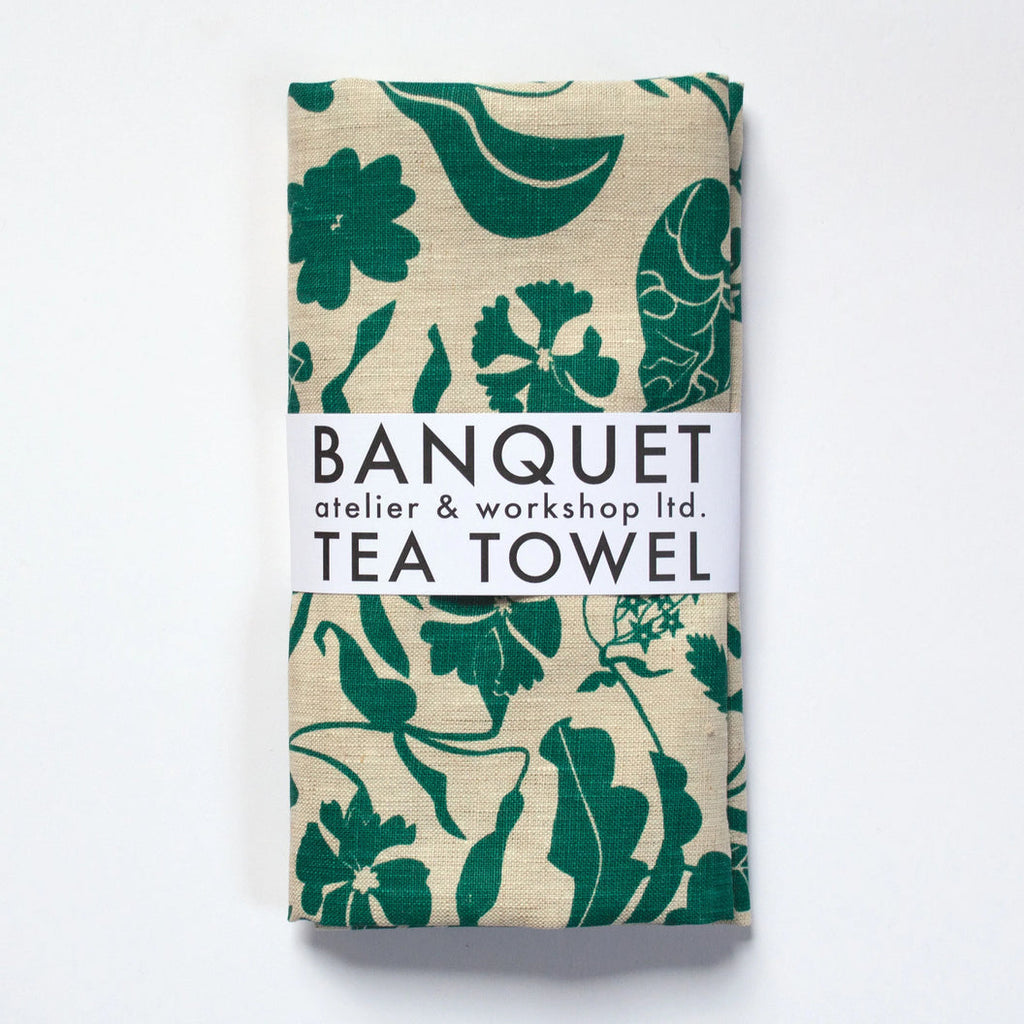 Banquet Workshop-Locally Printed Tea Towel-Kitchenware-Emerald Wildflowers-O/S-Much and Little Boutique-Vancouver-Canada