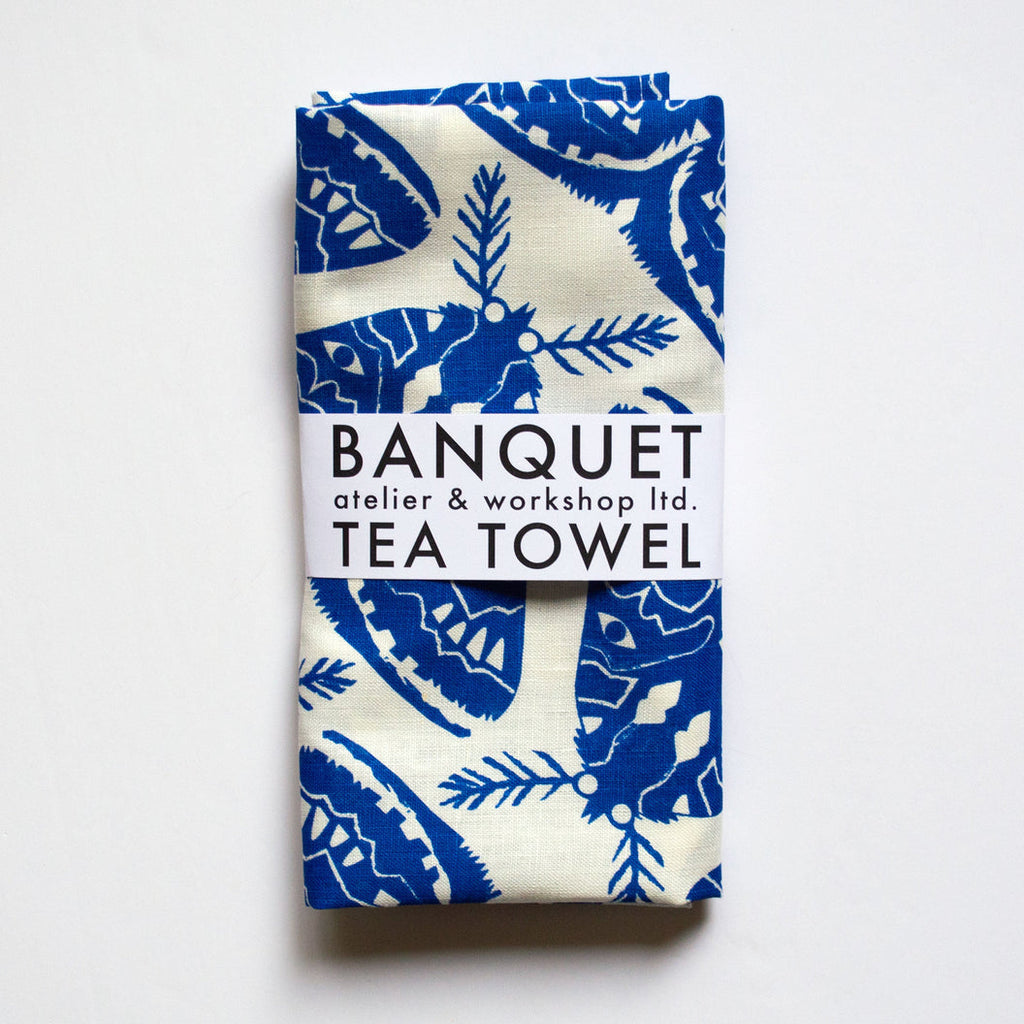 Banquet Workshop-Locally Printed Tea Towel-Kitchenware-Electric Blue Moths-O/S-Much and Little Boutique-Vancouver-Canada