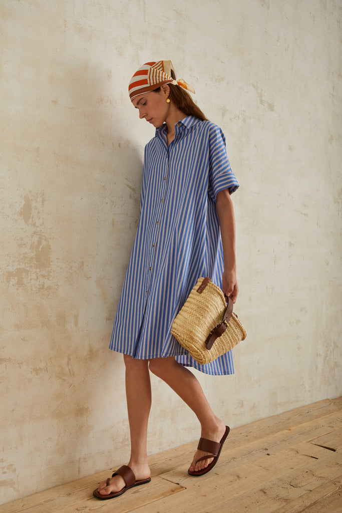 Yerse-Striped Shirt Dress-Dresses-Blue-XSmall-Much and Little Boutique-Vancouver-Canada