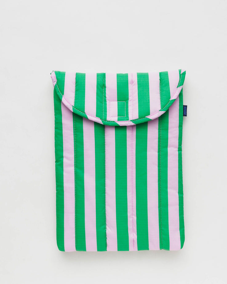 Baggu-Puffy Laptop Sleeve - 13"/14"-Bags & Wallets-Pink Green Awning Stripe-Much and Little Boutique-Vancouver-Canada