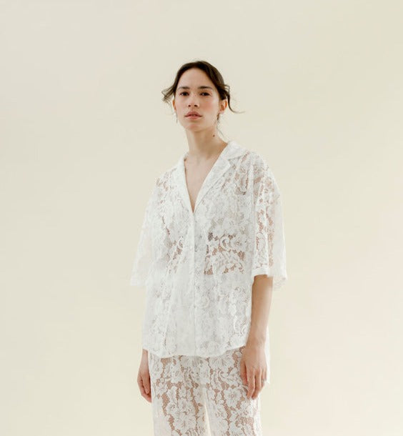 A Bronze Age-Romeo Lace Button Up-Shirts & Blouses-White-XSmall-Much and Little Boutique-Vancouver-Canada