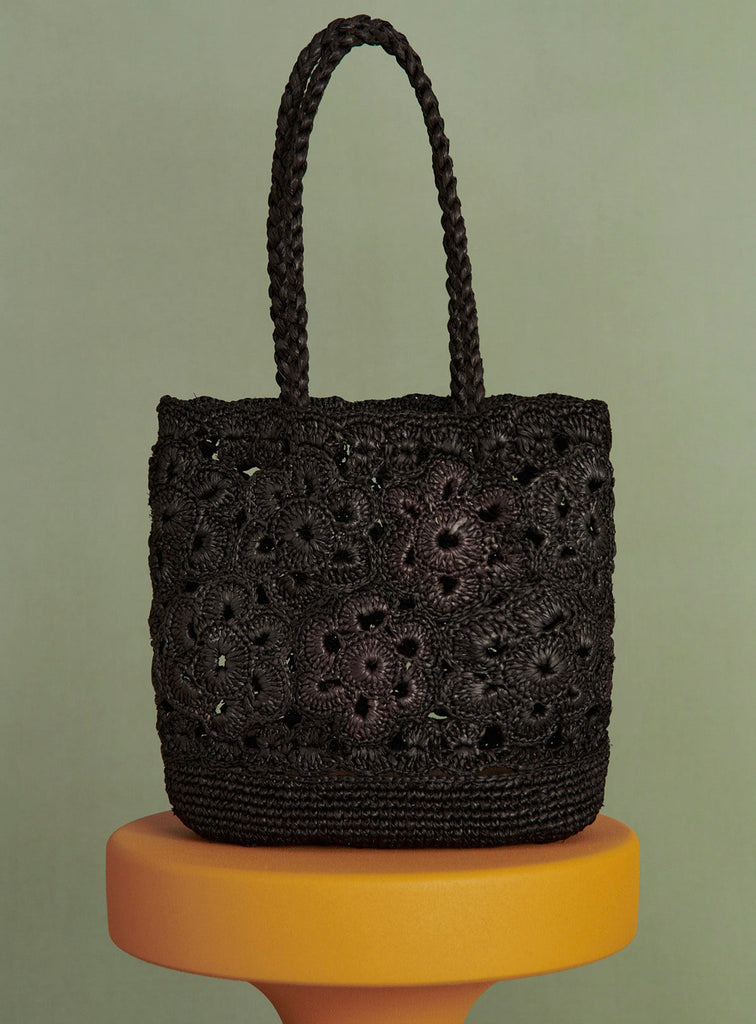 Petite Mendigote-Sunday Black Raffia Tote Bag-Bags & Wallets-Much and Little Boutique-Vancouver-Canada