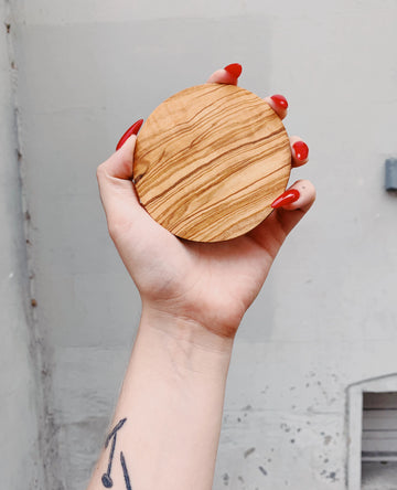 Redecker-Round Olive Wood Coaster-Kitchenware-Much and Little Boutique-Vancouver-Canada