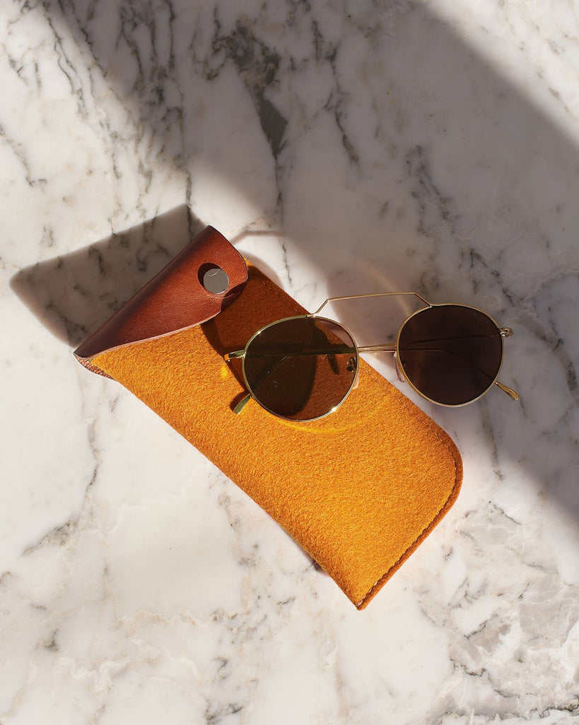 Graf Lantz-Felt Eyeglass Sleeve With Leather Snap Closure-Sunglasses-Much and Little Boutique-Vancouver-Canada